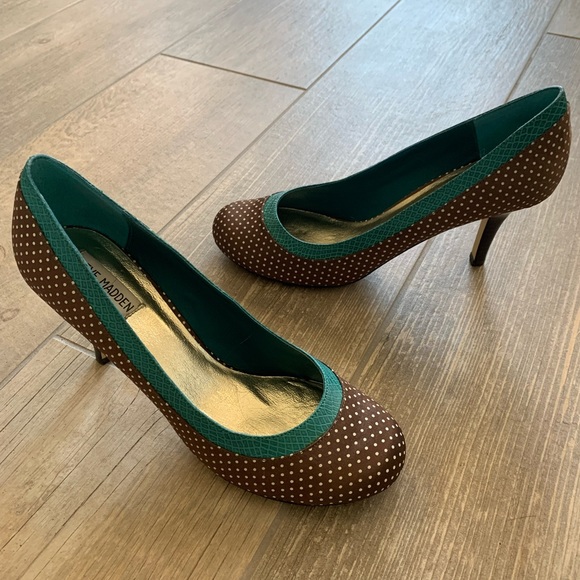 Steve Madden Shoes - Steve Madden Brown Turquoise Pumps Heels Size 9